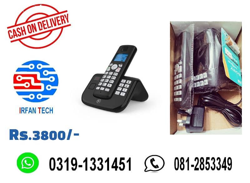 PTCL Landline Digital Cordless/Wireless Telephone with Answer Machine. 8