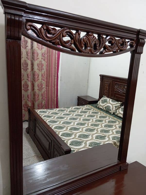 king size bed with side table without mattress and dressing table 1