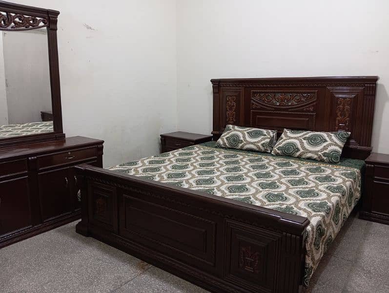 king size bed with side table without mattress and dressing table 8