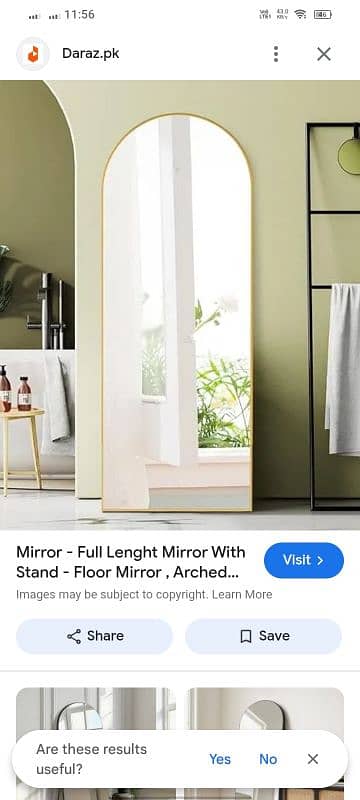 Mirror - Full Lenght Mirror With Stand - Floor Mirror, Arched 0