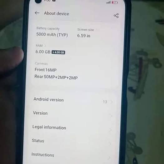 Realme 9i with box and original charger + back cover 1