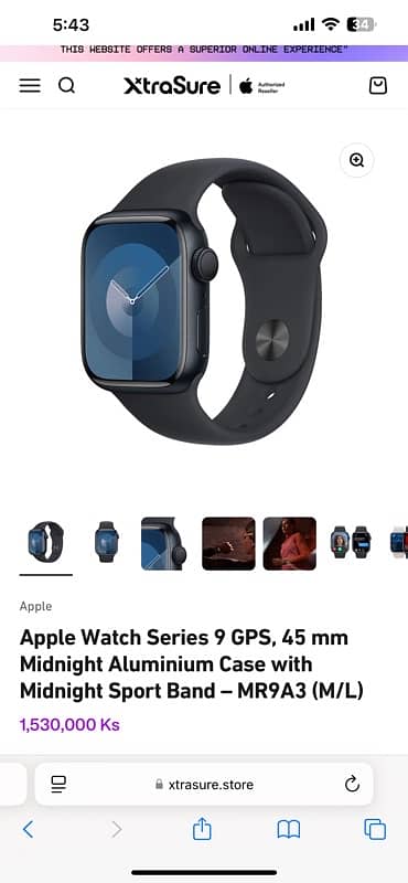 Apple Watch Series 9 45 mm gps Midnight Aluminium Midnight Sport Band 6