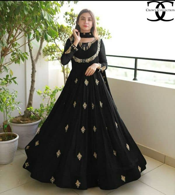 3 pcs women stitched chiffon Embroidered maxi 2