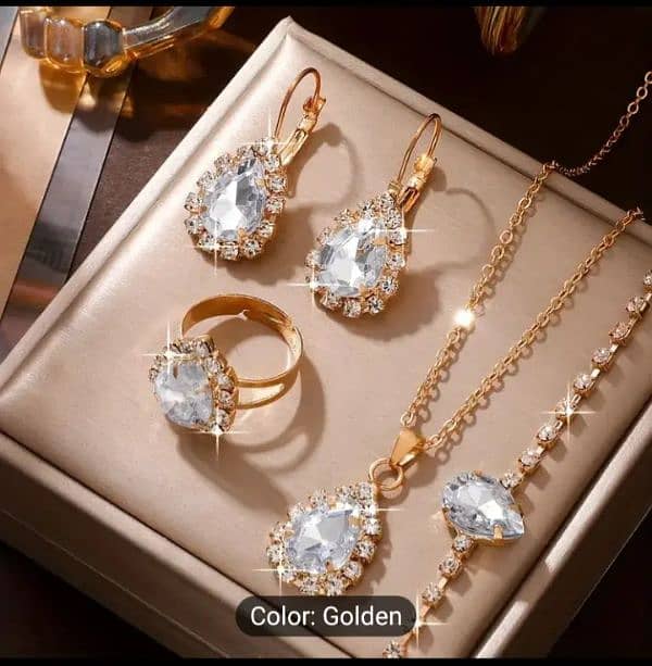 5 pieces elegant alloy jewelry set with dropped shaped 2