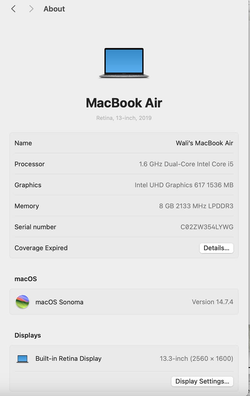 Macbook Air 2019 Retine Display 1