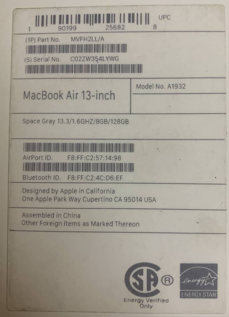 Macbook Air 2019 Retine Display 2