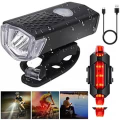 3 Modes LED Bicycle Headlight Tail Light Set USB Rechargeable Mountain