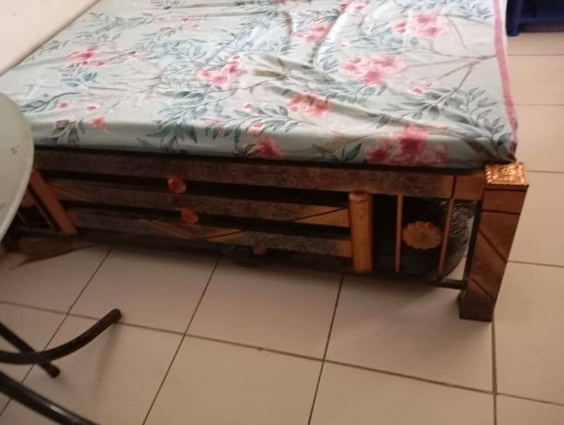 Iron Bed Queen size with Mattress urgently for Sold 1