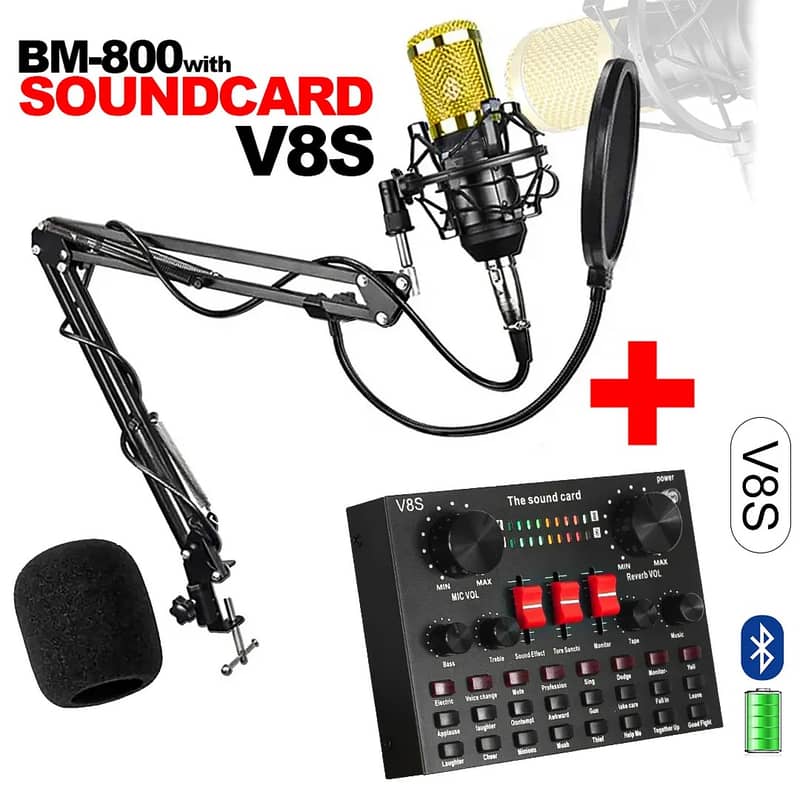 COD Available BM800 With V8s Mic Mixer Set For PC And Mobile 2