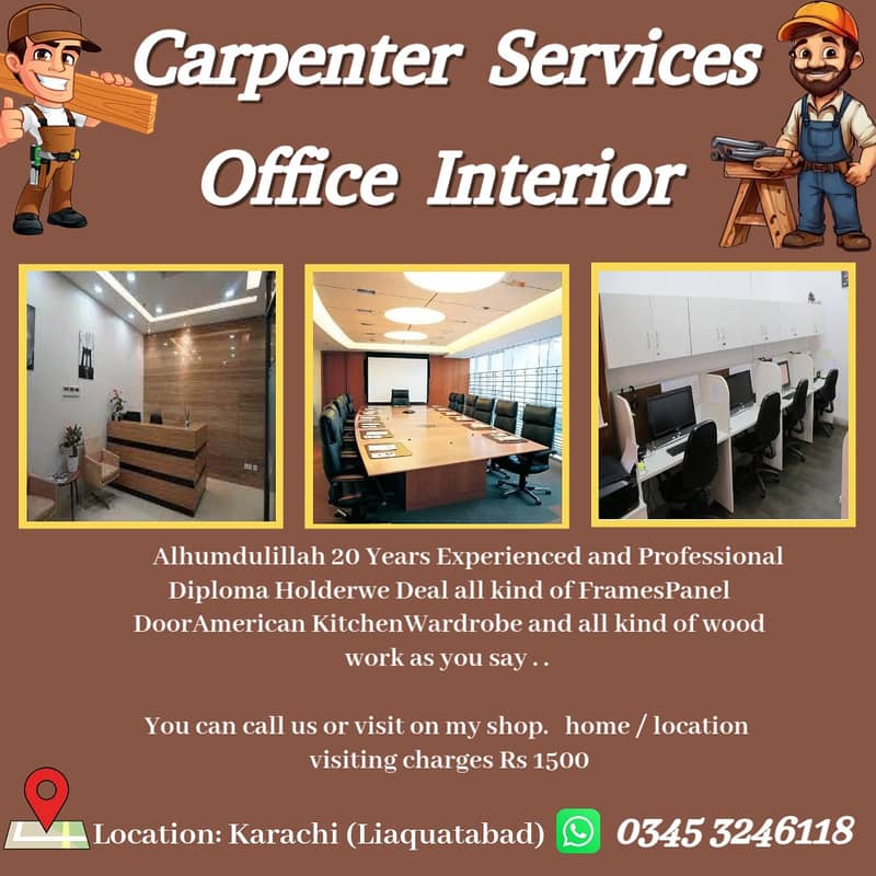 carpenter / wood work / door / Cabinet / wardrobe /Carpenter services 0