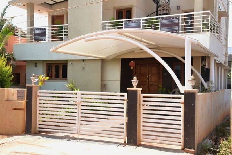 Best pvc tensile shade, Porch shade, Wall mount, Pool shade, Car park 4