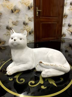 Antique Ceramic White Cat Figurine