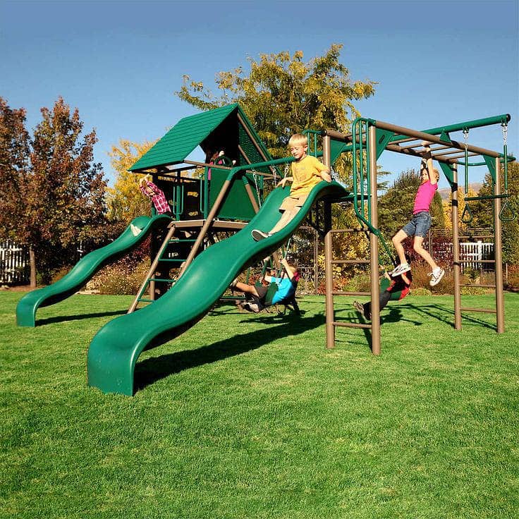 Swings|Slide|Seesaw|Marygoround|Bench|Gazibo|Tree House|Park Setup 6