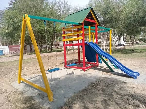 Swings|Slide|Seesaw|Marygoround|Bench|Gazibo|Tree House|Park Setup 19