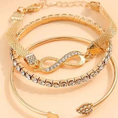 3 pcs trendy rhinestone bracelets