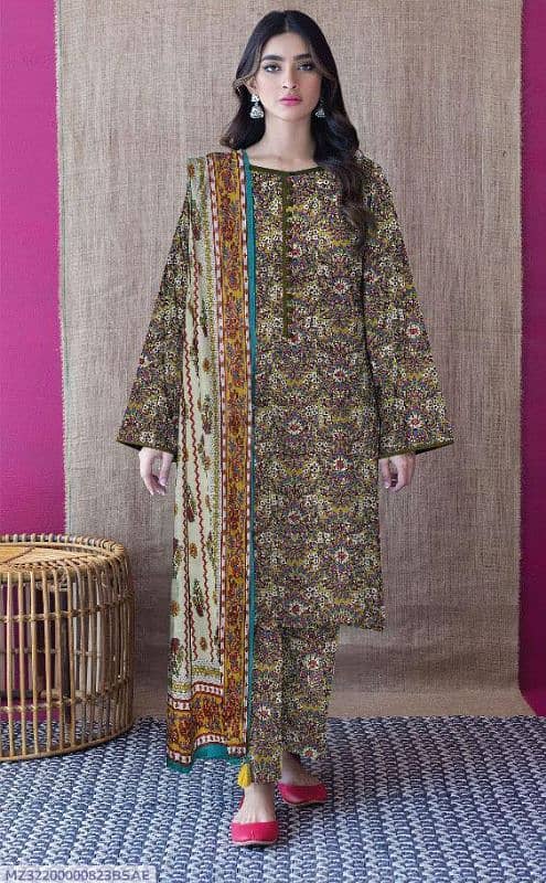 3pcs women's unstichied khaddar printed suit 2