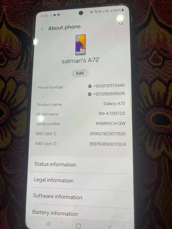 Samsung a72 all okay Hai Koi fault nahi hai 10/10 2