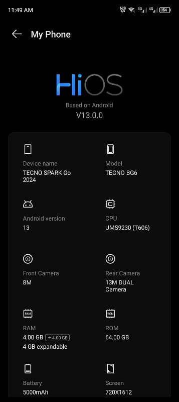 tecno spark go 2024 ha 4 ya 64 ha 6