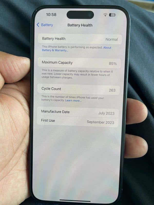 iPhone 15 pro max blue colour 1tb unlock 85 health lla model 3