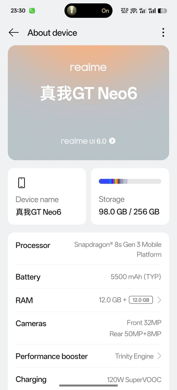 Realme Gt Neo 6,,same like Pakistani Realme Gt6 PTA OFFICIAL APPROVED 2