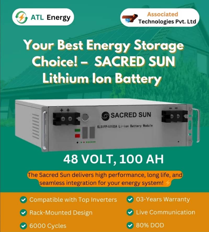 SACREDSUN Solar Lithium Ion Batteries +48V/100AH/6000 cycles 0