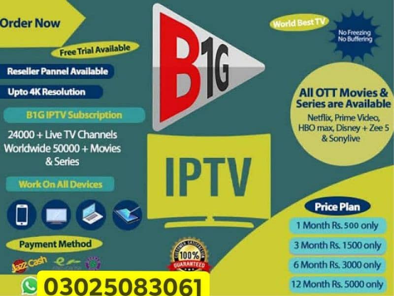 Best 4k IPTV Subscription Opplex, Starshare, B1g 03025083061 0