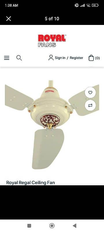 Royal ceiling fan 56 " life time warranty" 2