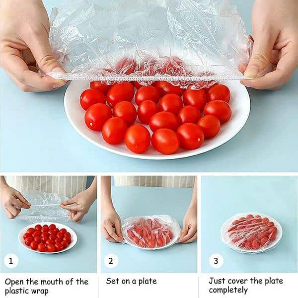 100 Pcs Food Cover Polythene Covers 3