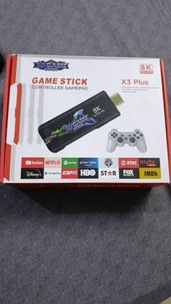 X3 Plus Game Stick 8K Console with Android tv & 2 Wireless Controllers