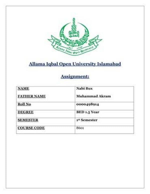 AIOU Hand Writing Assignment Job Available  For Male And Female 1