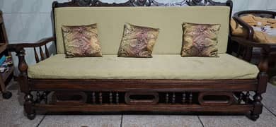 5 seater walnut wood sofa set