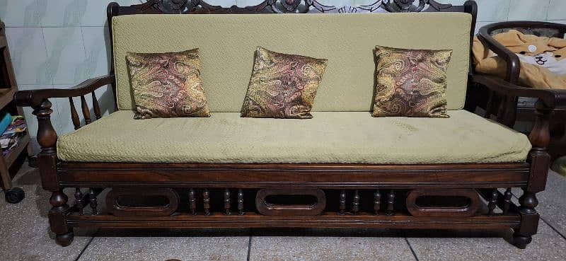 5 seater walnut wood sofa set 0