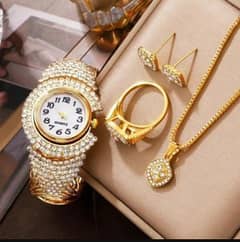 luxury dimand women watch & jewelry set