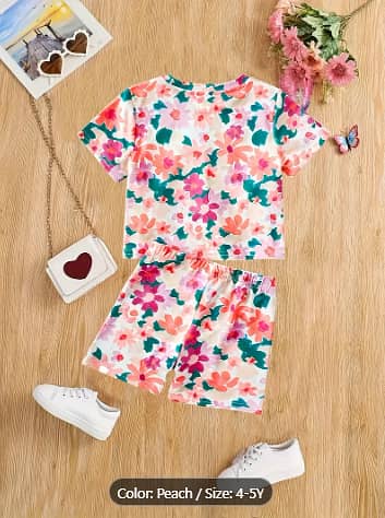 2pcs Girls Short Sleeve T-Shirt, Kids Spring Summer Clothes 1