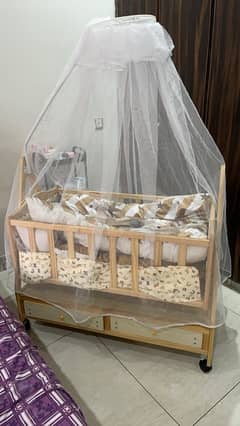 wooden Baby coat with matress and baby set