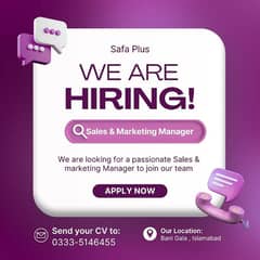 Sales and Marketing Manager | Male and Female Staff | Jobs