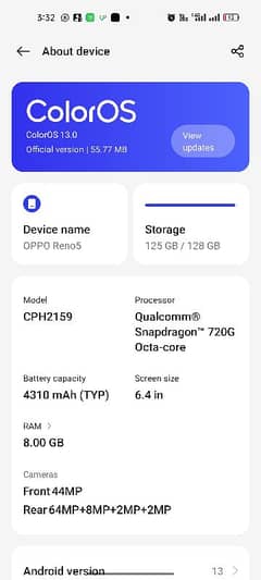 Oppo Reno 5 Mobile with Box For Sale