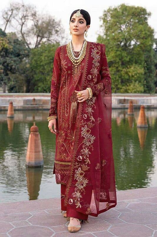 3 Pcs Women's Unstitched Embroidery Suit – Elegant & Stylish 3