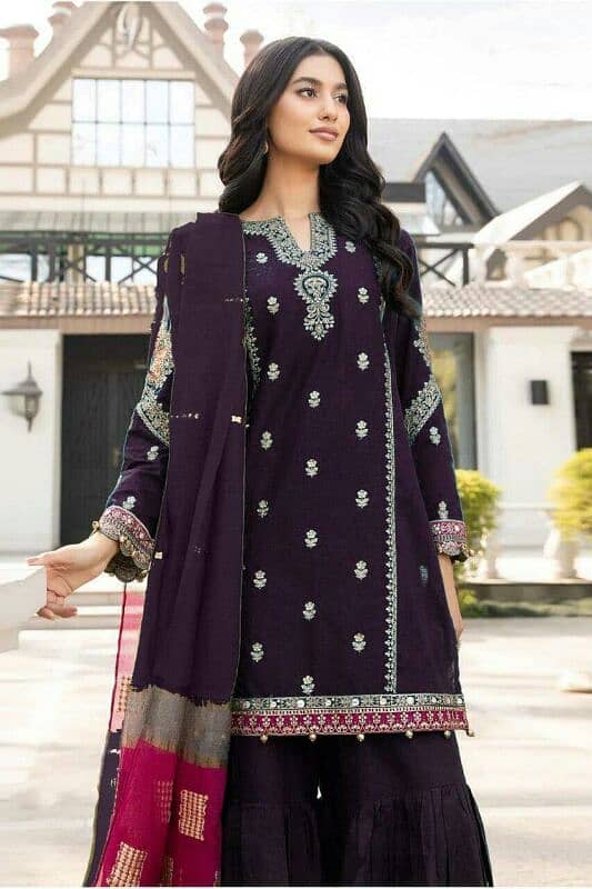 3 Pcs Women's Unstitched Embroidery Suit – Elegant & Stylish 6