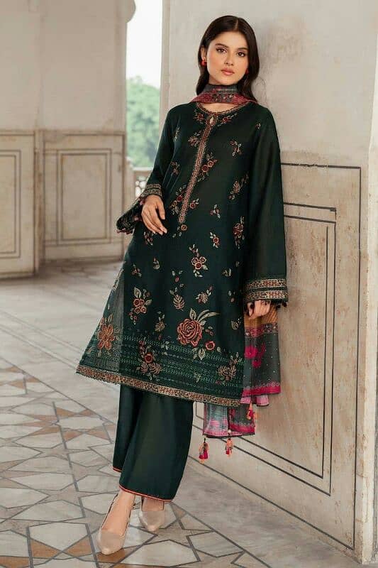 3 Pcs Women's Unstitched Embroidery Suit – Elegant & Stylish 9