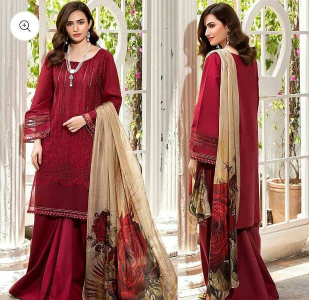 3 Pcs Women's Unstitched Embroidery Suit – Elegant & Stylish 15