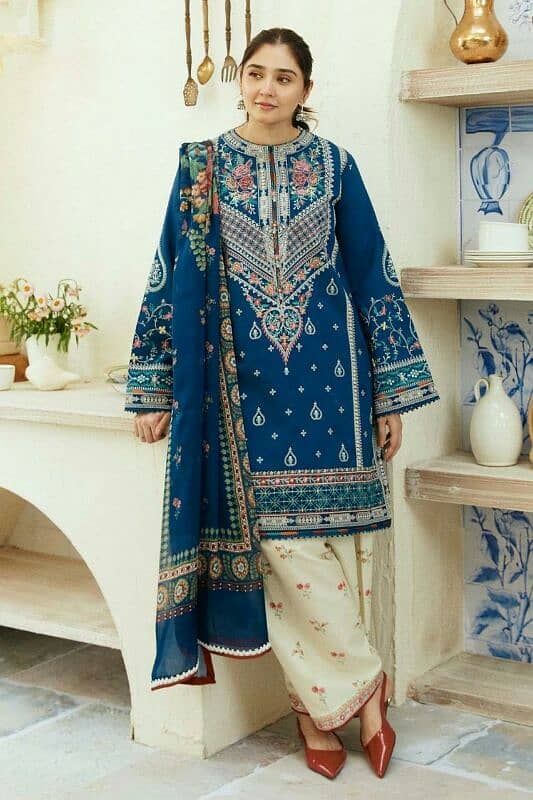 3 Pcs Women's Unstitched Embroidery Suit – Elegant & Stylish 17