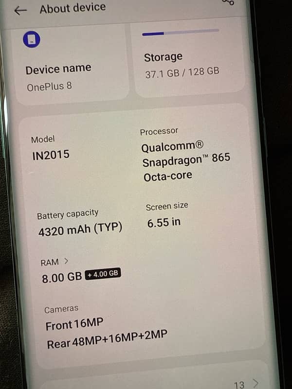Oneplus 8 8/128 PTA 2
