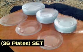 Glass Dinner Plates Set (36 Pieces: | 12-large | 12-medium | 12-small)