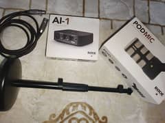 RODE Podcasting Bundle - PodMic, AI-1 Interface, Stand & XLR Cable