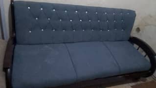 5 seater sofa set and wooden sofa cum bed for sale in good condition