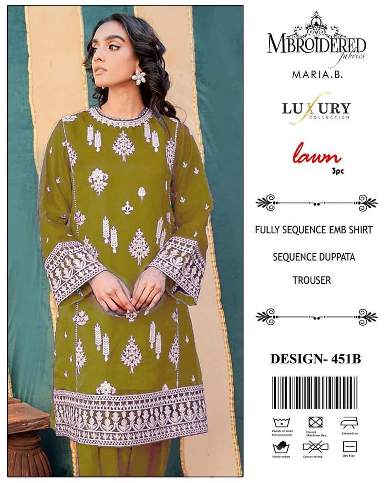 Lawn Elegant 3 Pcs Unstitched Women's Embroidery Suit for Any Occasion 2