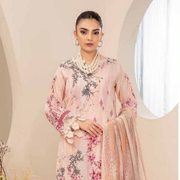 3 Pc Unstitched Lawn Embroidered & Printed Suits 1