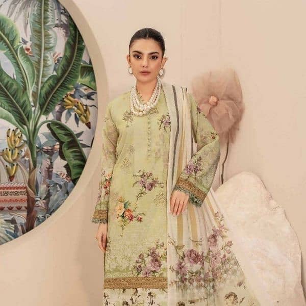 3 Pc Unstitched Lawn Embroidered & Printed Suits 4