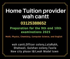 Home tuition available for Matric 2025 examination preparation